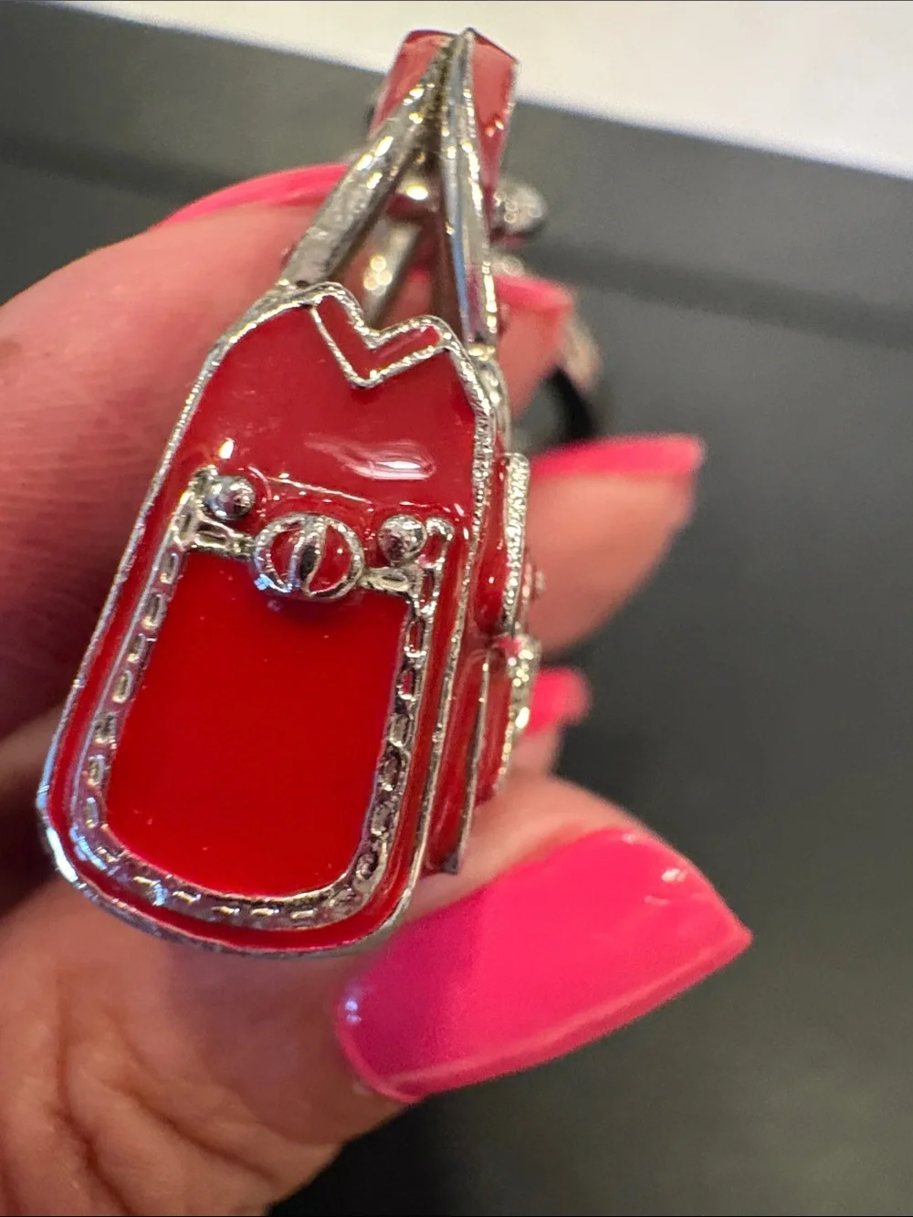 Coach Red Enamel Handbag Keychain